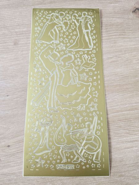 Kartenschmuck Sticker Motivsticker Tanzpaar in Gold